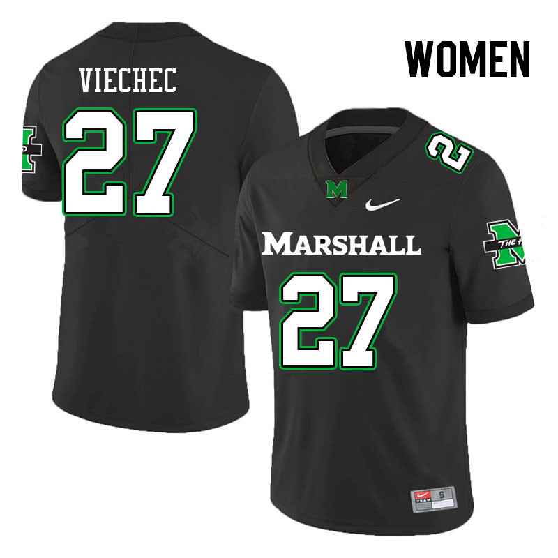 Women #27 Marc Viechec Marshall Thundering Herd College Football Jerseys Stitched-Black - Click Image to Close